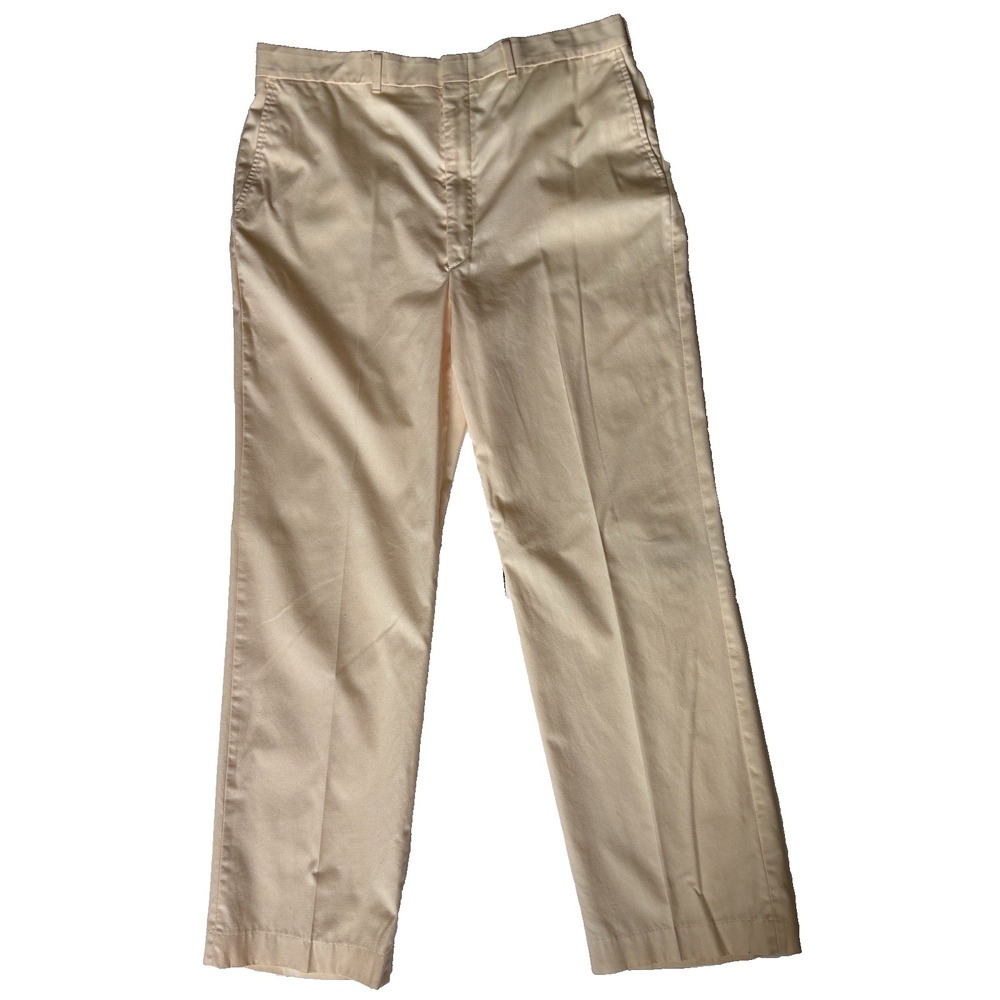 vtg 90s Pale‎ Yellow Dress pants chino golf straight leg cotton haggar 38 x 32